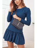 Dress with ruffles and long sleeves, navy blue FK555 - Online store - Boutique